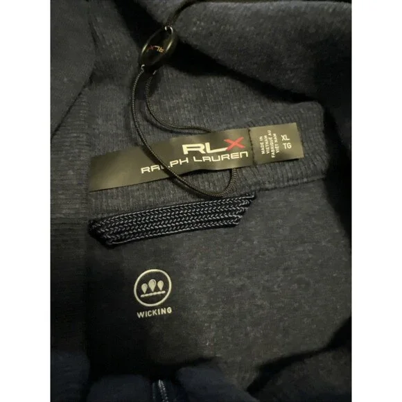 XL RLX Ralph Lauren Quarter Zip Hoodie with Collar Womens Navy Blue Wicking Soft - Picture 2 of 10